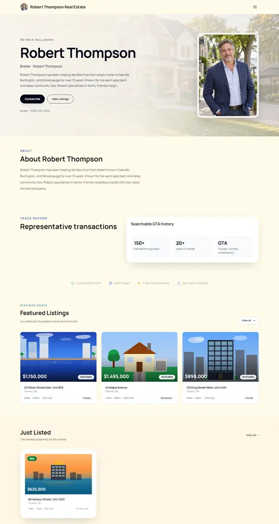 Home page of Robert Thompson's demo site, Family Suburban template